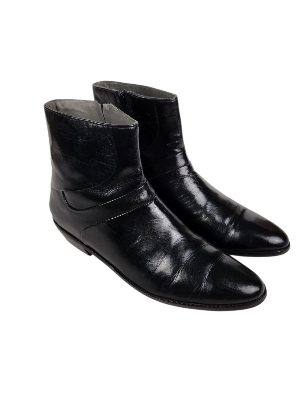 Oakton Vintage Black Leather Chelsea Boots Almond Toe Heritage Mens Size 12 D